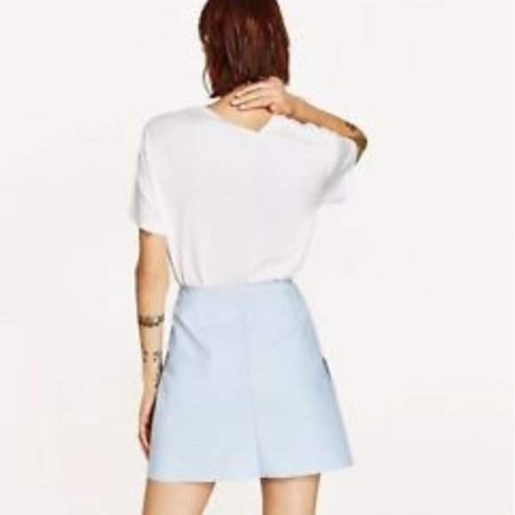 Zara Blue Stripe A-Line Frilled RUFFLE Mini SKIRT - Picture 6 of 6